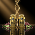 Pack x2 NAD+ Fitovit hook visual dramático dorado con uvas y ADN