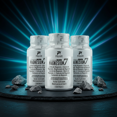 Pack x3 7Magnesium Fitovit con luz azul dramática y cristales de magnesio