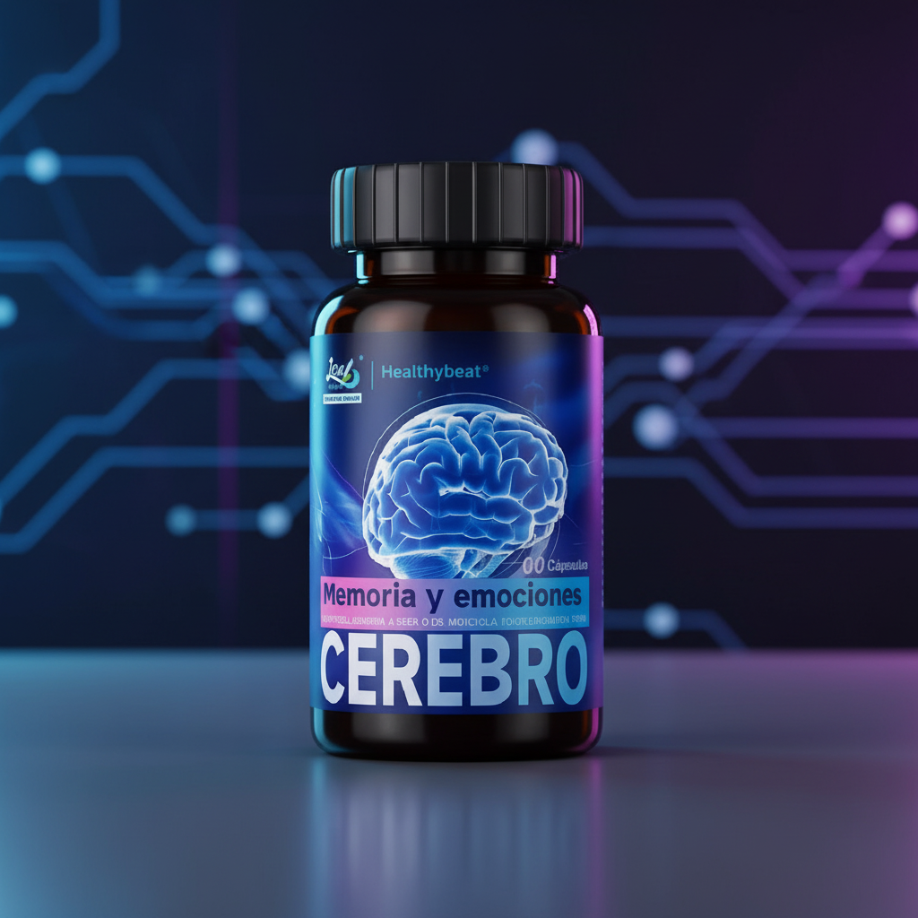 Cerebro Healthybeat con efectos de red neuronal azul